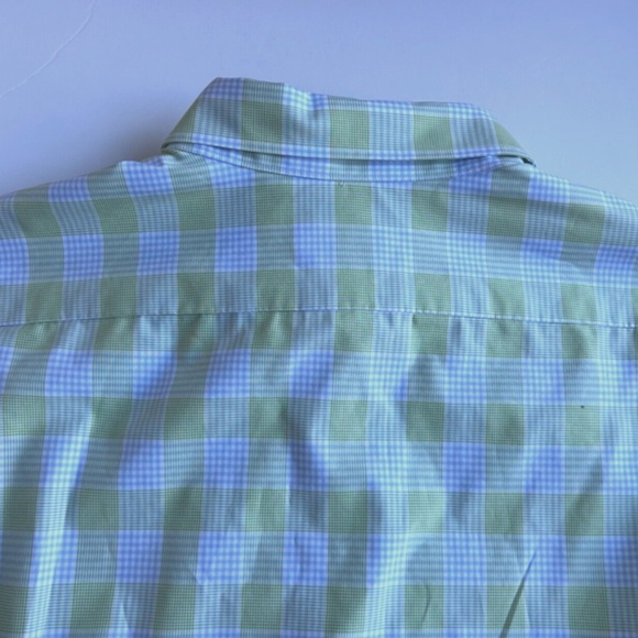 Stenstroms fitted body green & blue checkered 2 fold cotton shirt Sz 19/ 48 - Picture 2 of 10